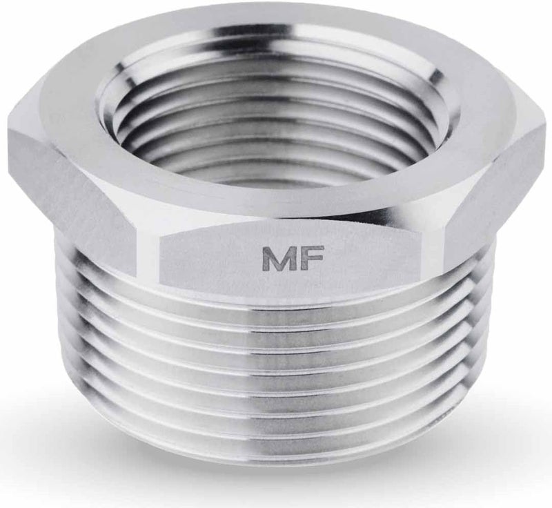 MAACFLOW Stainless Steel 1-1/4" Male NPT to 1" Female NPT Adapter Reducer Hex Bushing (Thread OD 1.62"- ID 1.16") (Pack of 1) - Image 1
